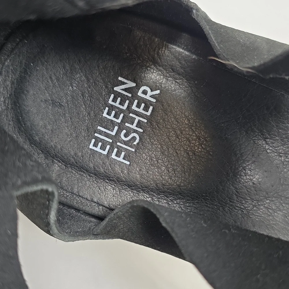 Eileen Fisher Black Wedge Shoes with Strappy Design Size 8.5